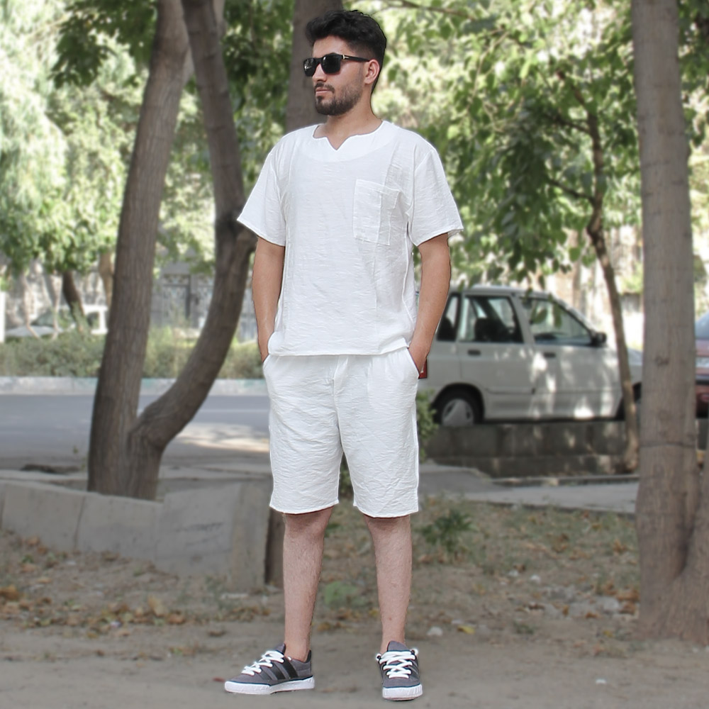 ست تی شرت و شلوارک سفید